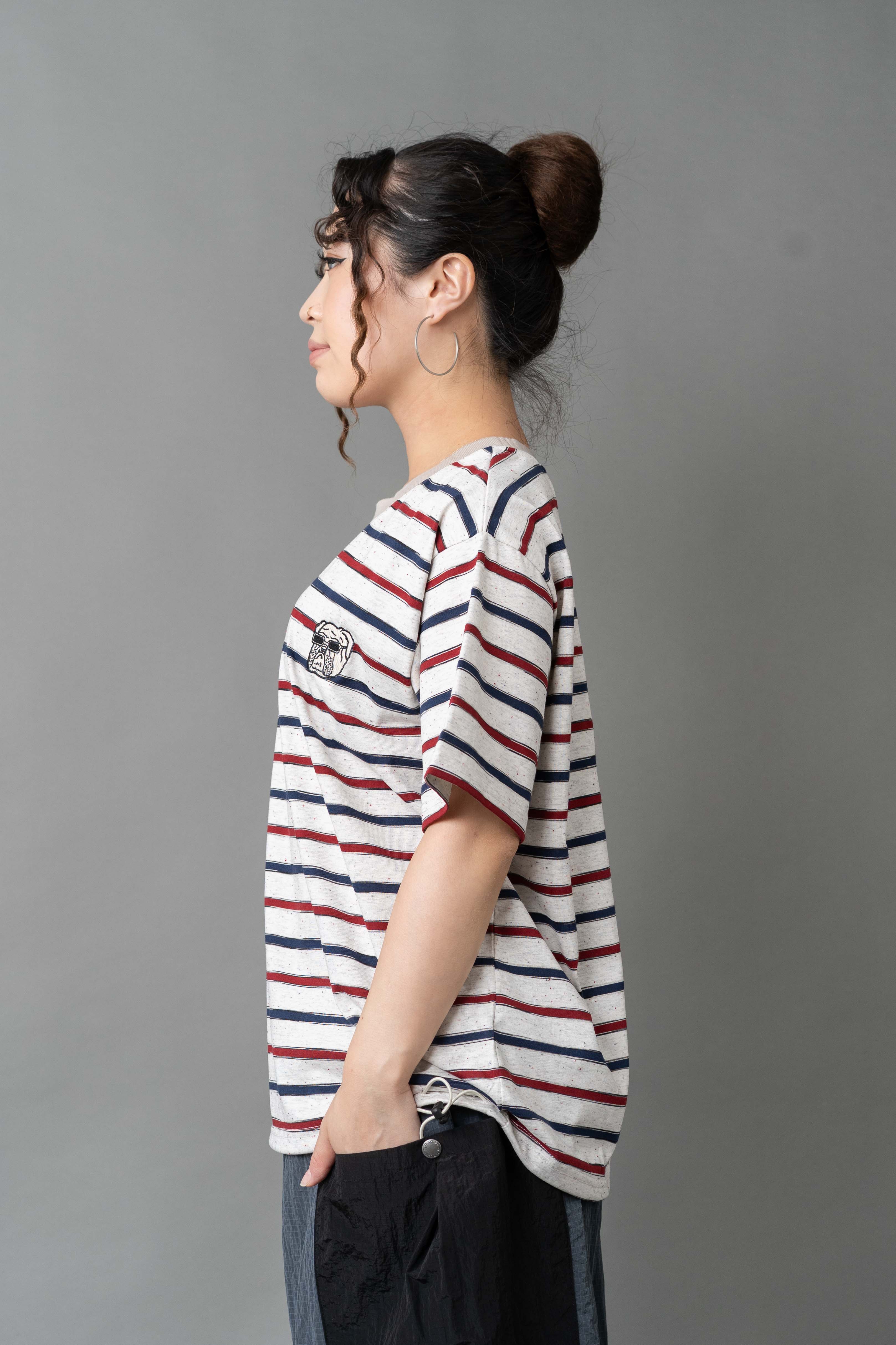 ブルドッグ刺繍ボーダービッグTee