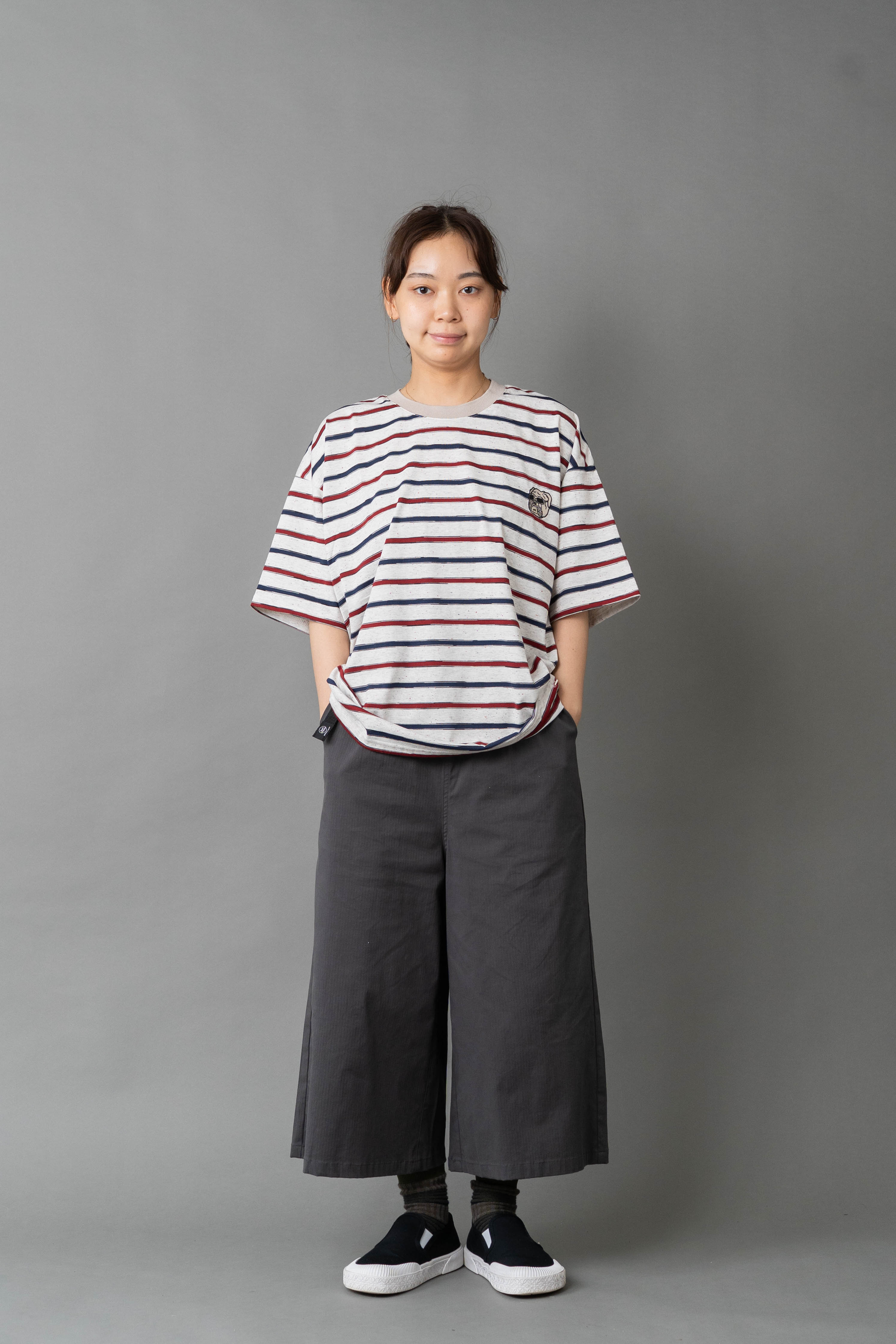 ブルドッグ刺繍ボーダービッグTee