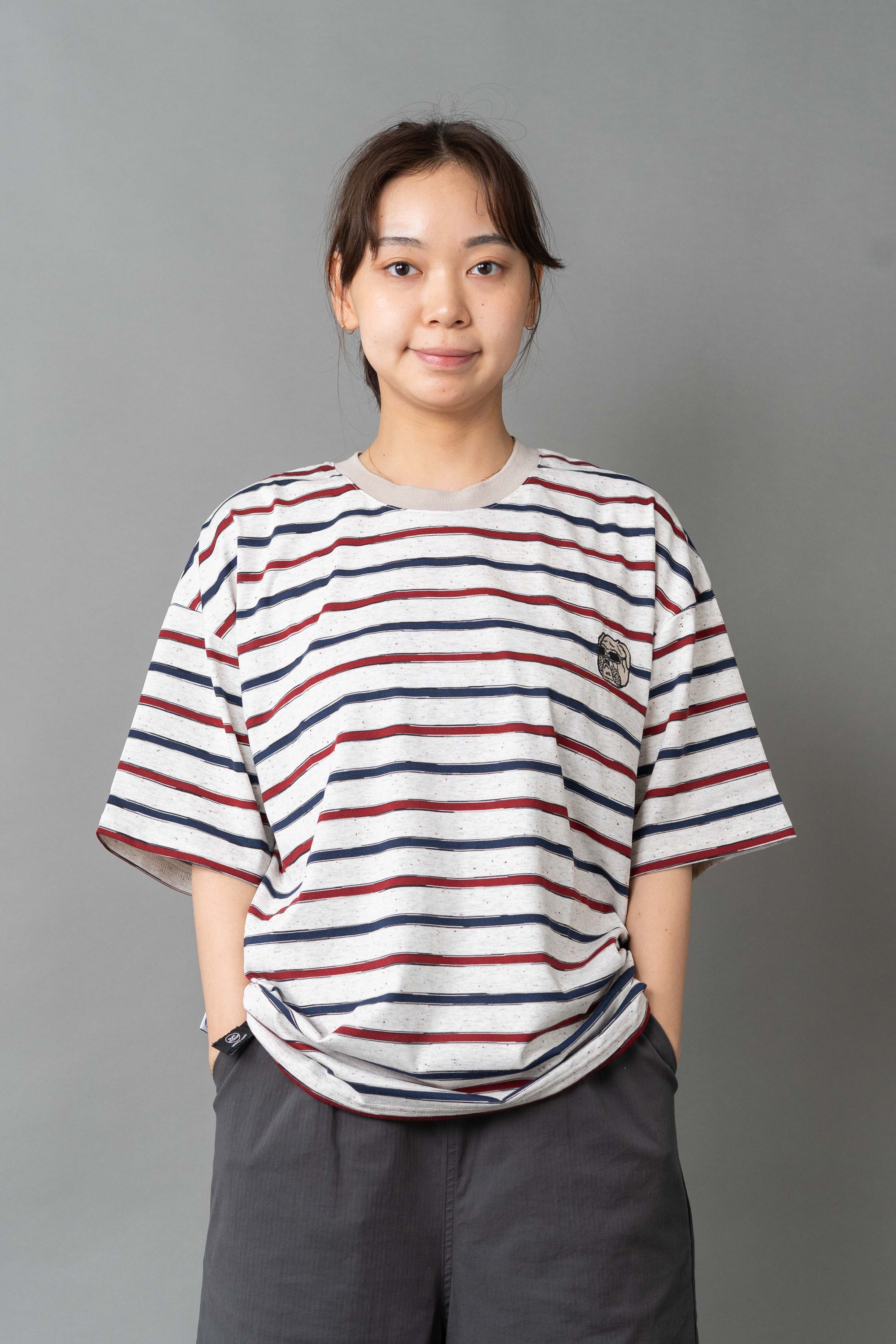 ブルドッグ刺繍ボーダービッグTee